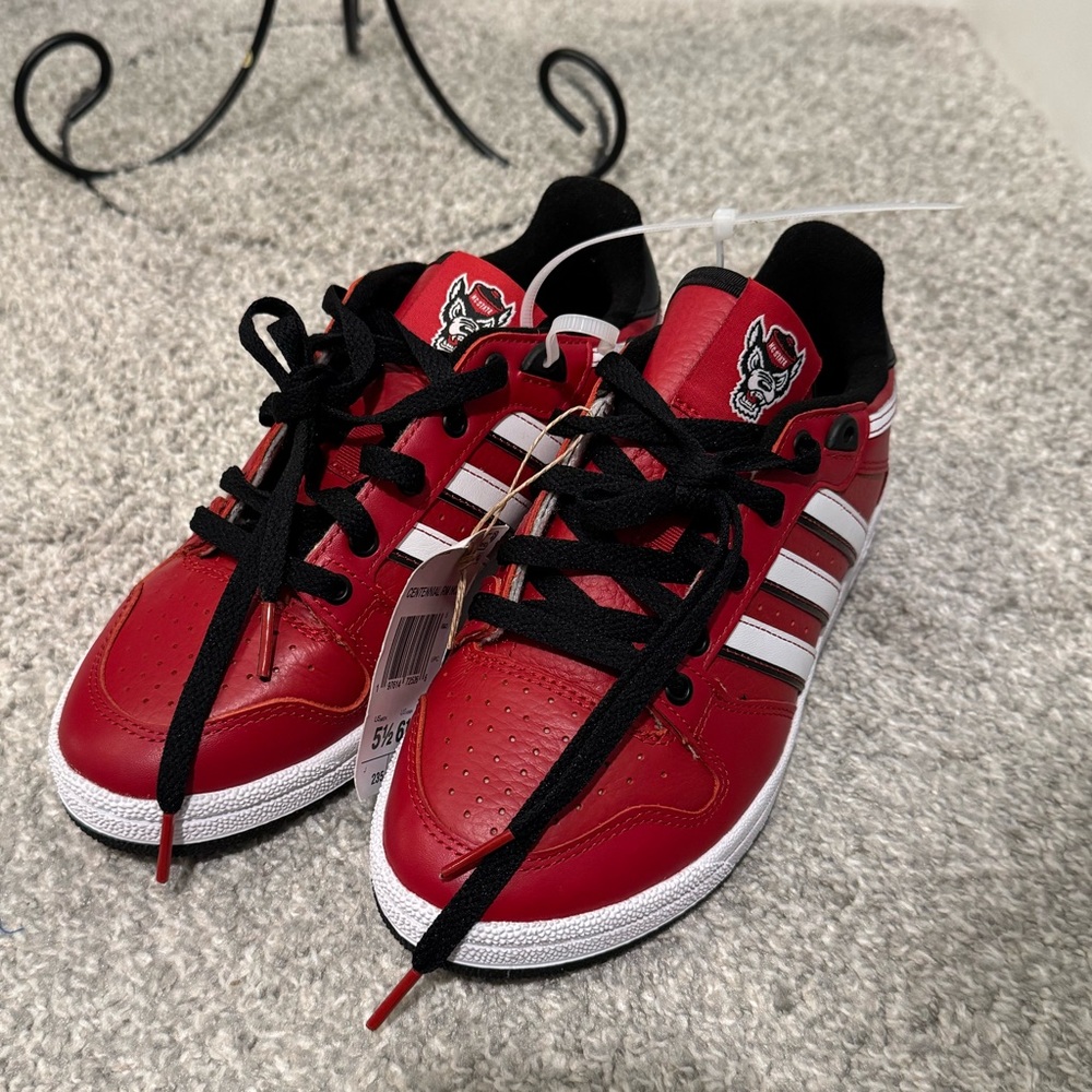 NC State Wolfpack adidas Centennial Low Basketball Shoes Red/White M-5.5 W-6.5
